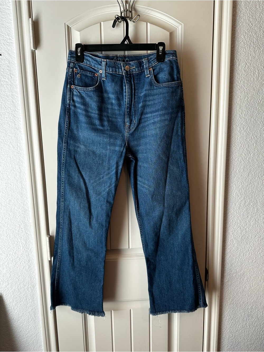 Etica Denim Anya Modern Flare Cropped Blue Jeans Anthro size 28